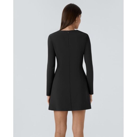 Halara Long Sleeve Square Neck Mini Cargo Work Dress Sz Small Black - Picture 5 of 16